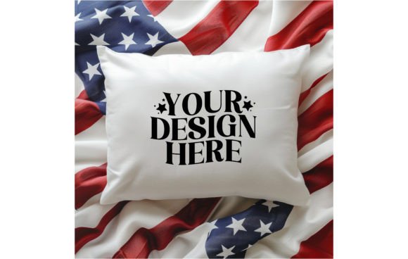 4th of July,empty Pillow, Color White Mo: A Festive Design Asset