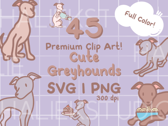 Adorable Greyhound Illustrations for Creative Projects