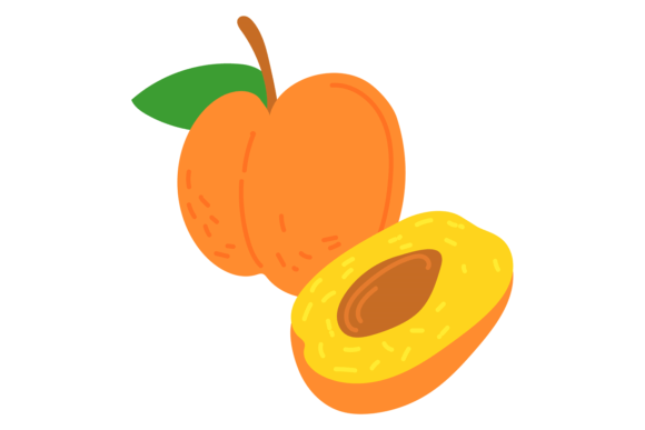 Apricot Color Icon: A Fresh Ripe Garden Fruit Sy