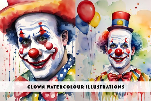 Circus Clown Watercolour Duo: Playful Branding with a Creative Font