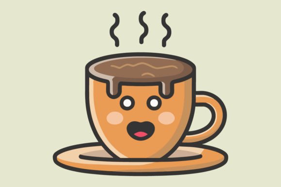 Cute Coffee Flat Color Vector Sketch Art for Modern Projects