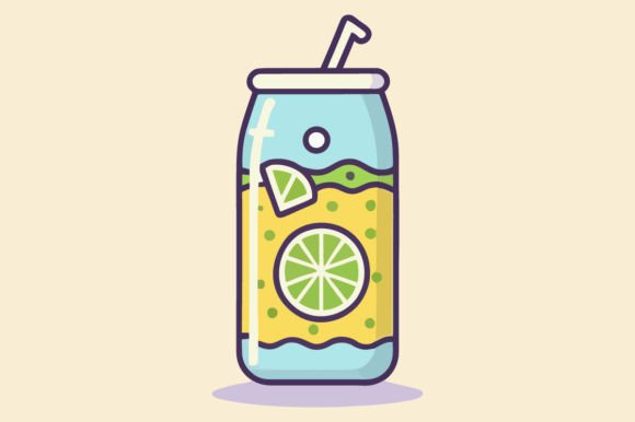 Cute Lemon Lime Soda Flat Color Vector for Vibrant Design