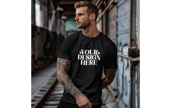 Elevate Your Brand with Next Level 6210 Man Black Color Mockup 4