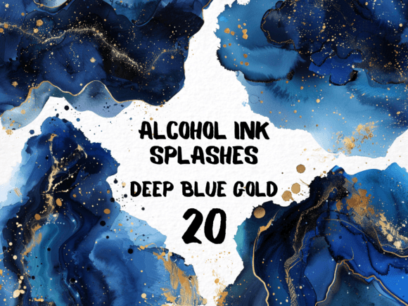 Elevate Your Designs with Abstract Deep Blue Gold Color Splash PNG