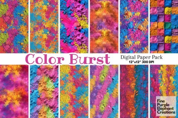 Festival of Color Pride Holi Rainbow HD Digital Scrapbook Papers