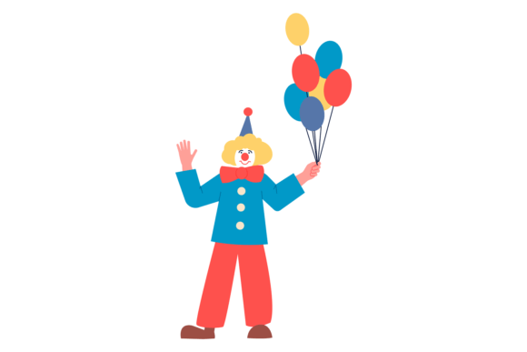 Happy Clown with Color Balloons Bunch. F: A Font Full of Joy