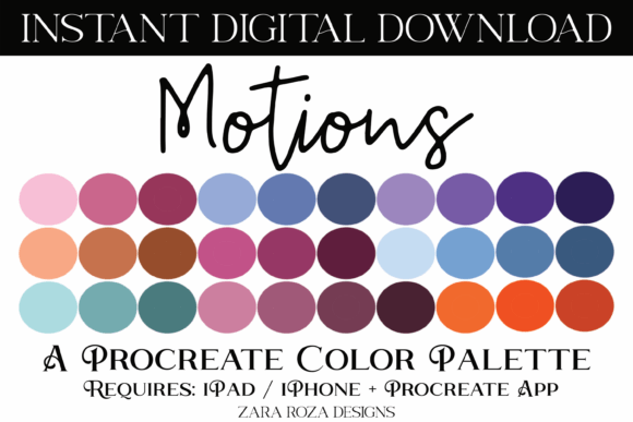 Motions Procreate Color Palette: 30 Swatches for Dynamic Digital Art
