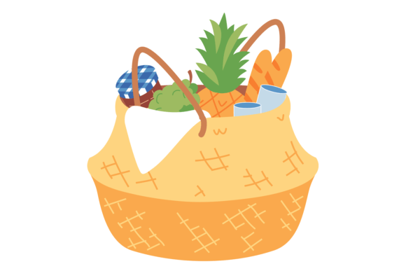 Summer Picnic Food Basket: The Authentic Wicker Texture for Designers