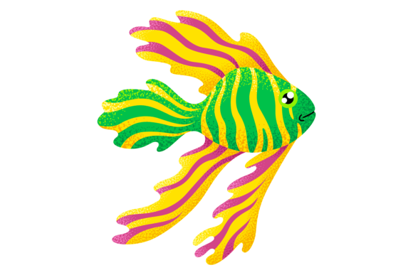 Tropical Fish Textured Icon: Ocean Color