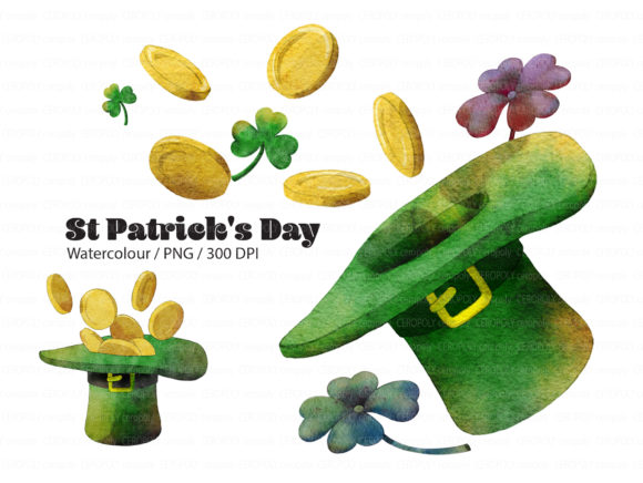 Watercolour Set for St. Patrick's Day: Festive Digital Art Assets