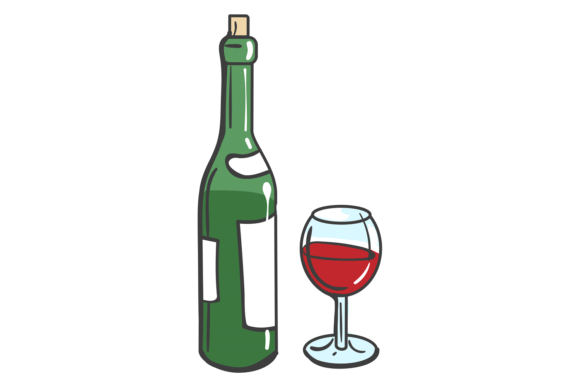 Wine Bottle and Glass Color Drawing: A Creative Asset